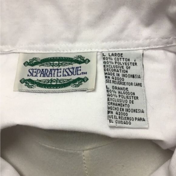 Separate Issue Women’s Short Sleeve Collar Button Front Blouse, White, size L - Picture 5 of 6